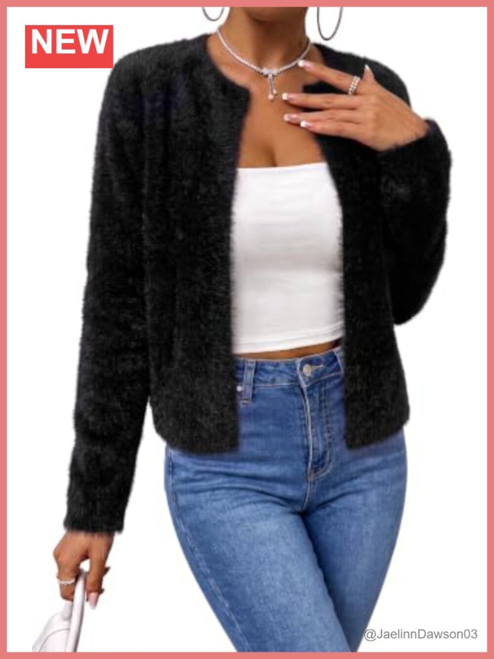 Wool Blend Faux Fur Open Front Cardigan Coat Fall Winter Sweater